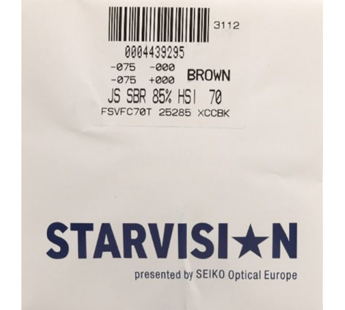 Сонцезахисні лінзи для окулярів STARVISION Jet Star Sun 1.50 HSI Astigmatic